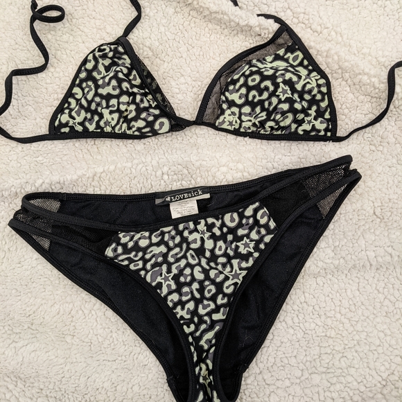 Black leopard print mesh bikini - Picture 1 of 7